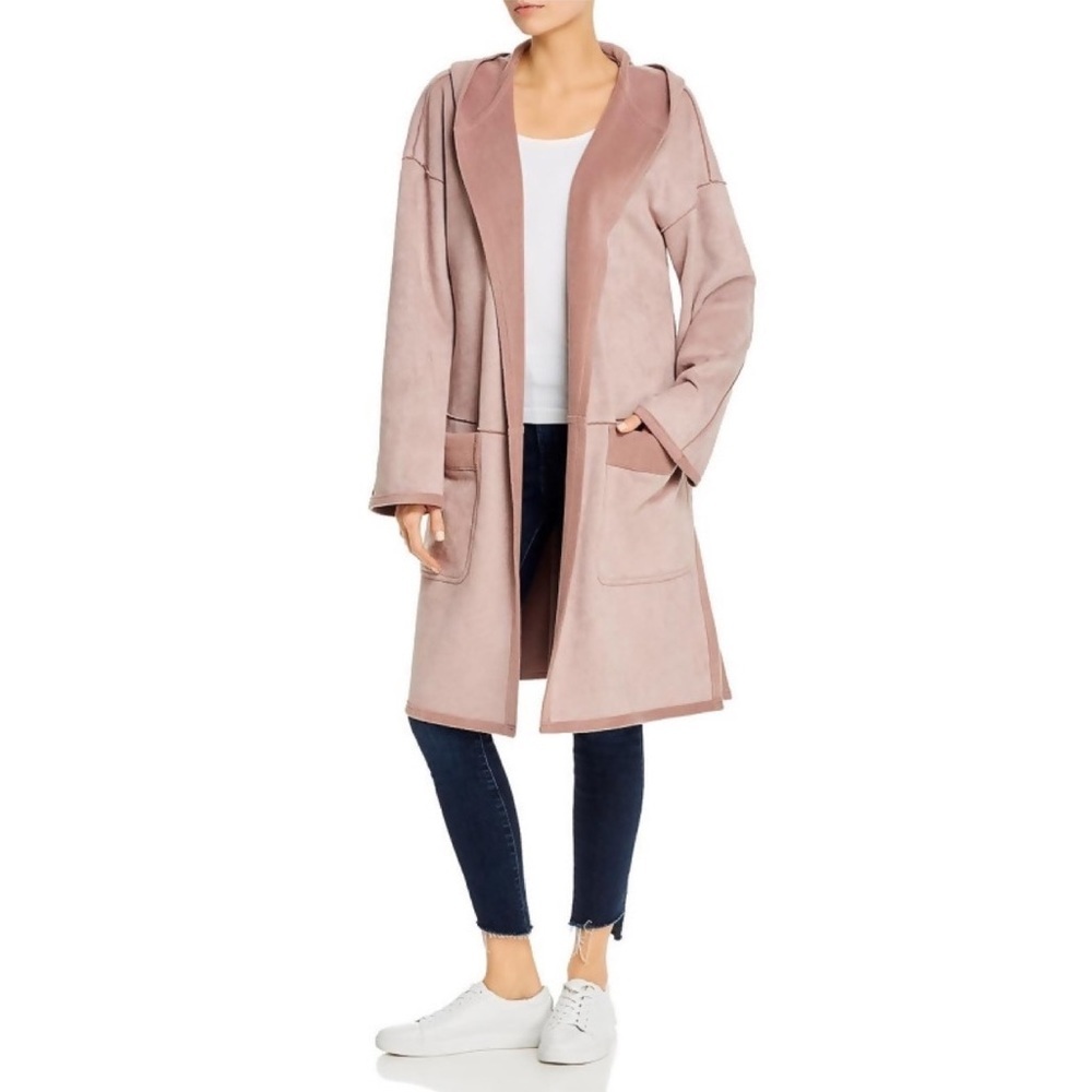 B New York Faux Suede Oversized Hooded Coat in Dusty Blush Size Medium NWT